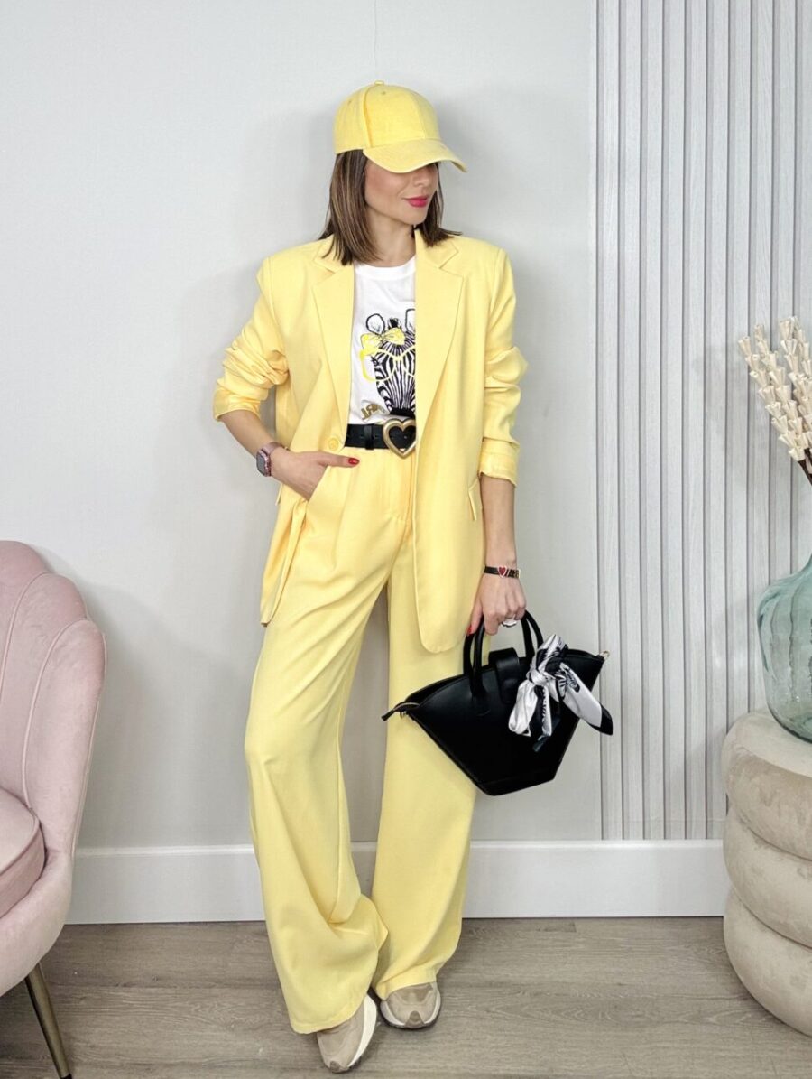 Pantalón Fluido DEILA Amarillo Pastel Suave
