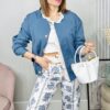 Bomber TELMA Con Detalles de Puntilla Azul Jeans