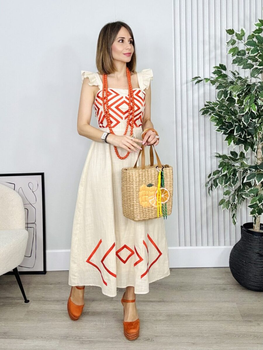Vestido NICOLLET Beige&Teja