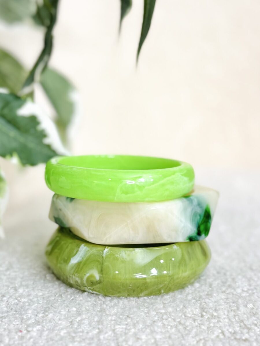 Pack 3 Pulseras Resina Verde