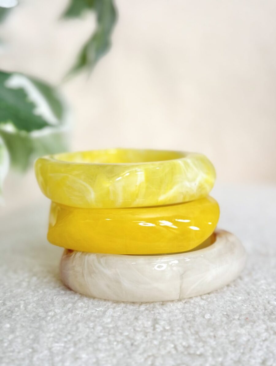 Pack 3 Pulseras Resina Amarillo