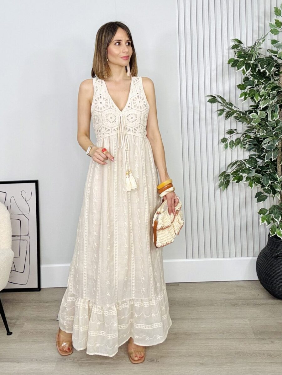 Vestido ZAHARA Crochet Beige