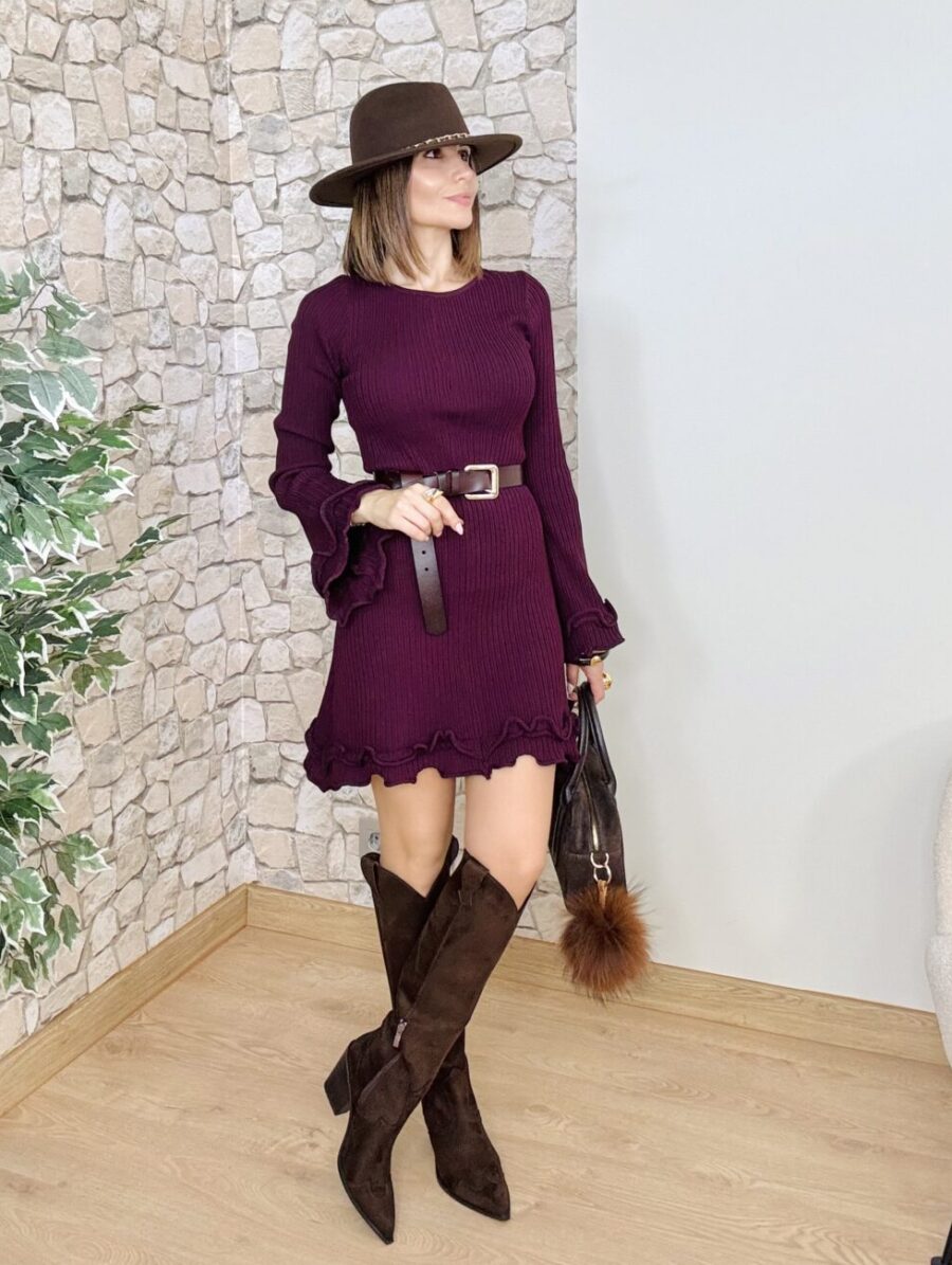 Vestido Punto ROMANCE Burdeos