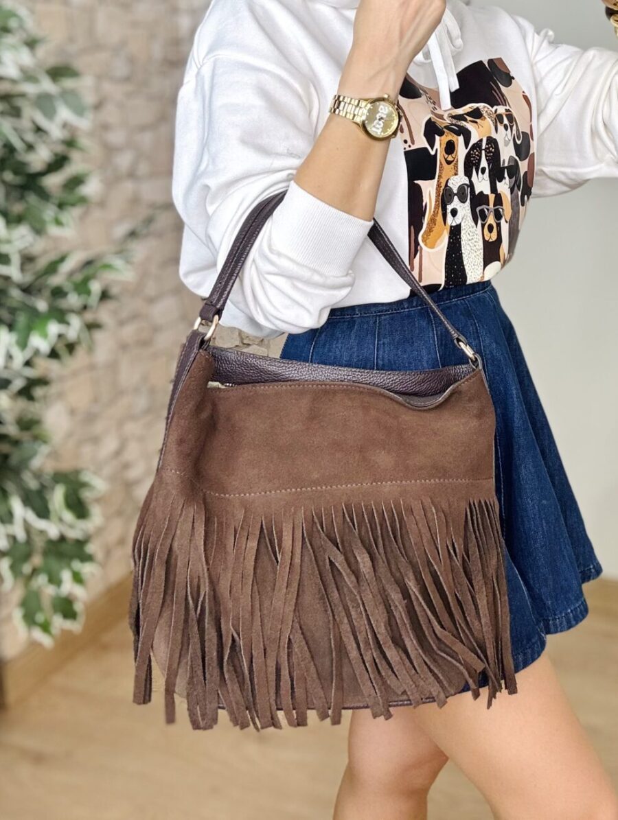 Saco BREZAL Con Flecos Choco
