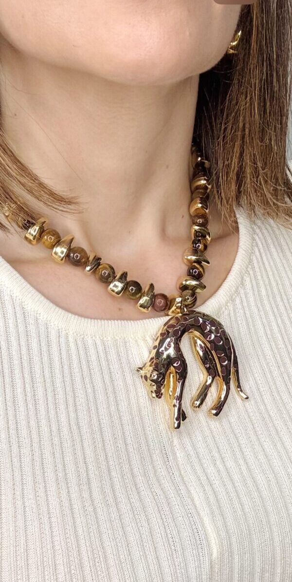 Collar Pantera Ambar&Dorado