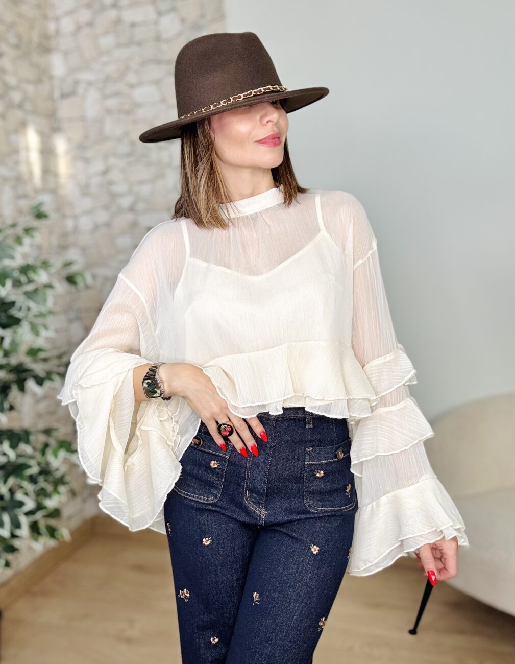 Blusa CHLOE Asimétrica Marfil - Imagen 6