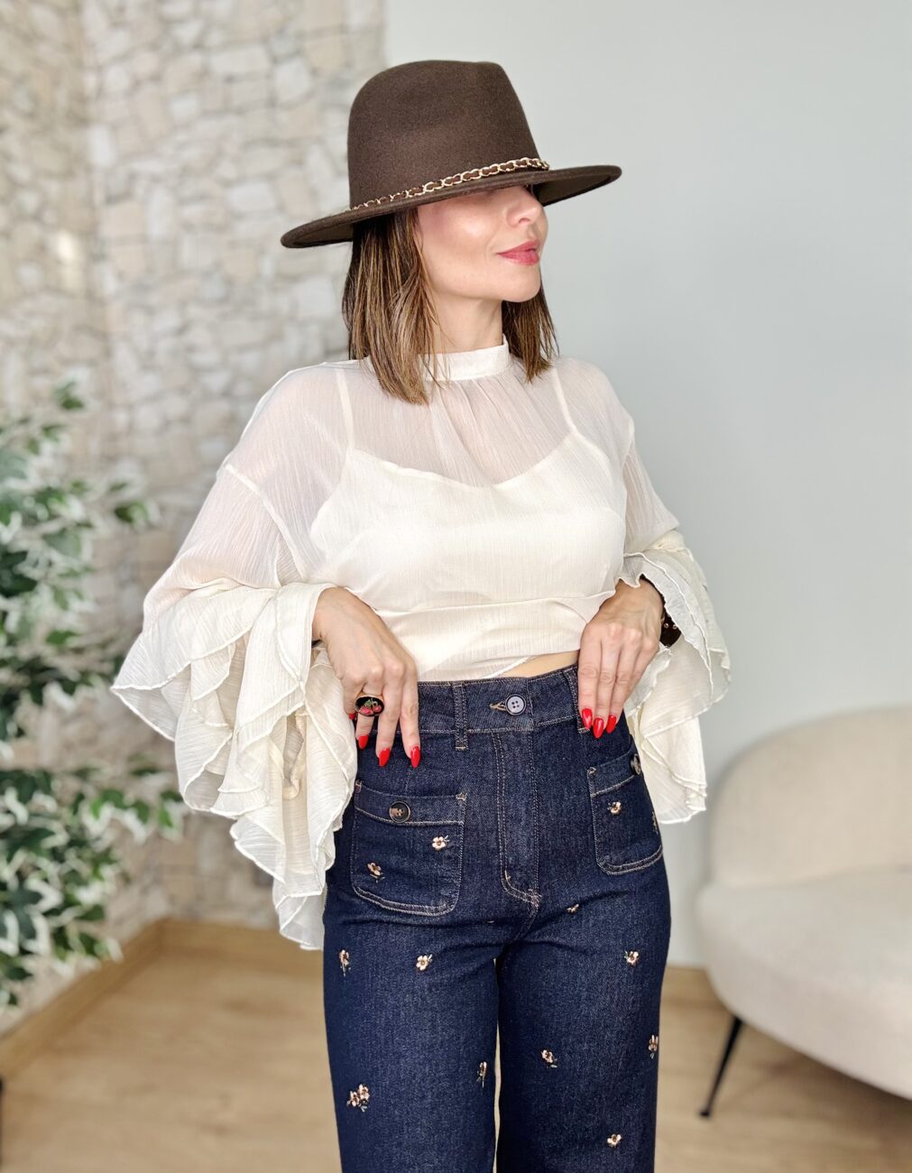 Blusa CHLOE Asimétrica Marfil - Imagen 8