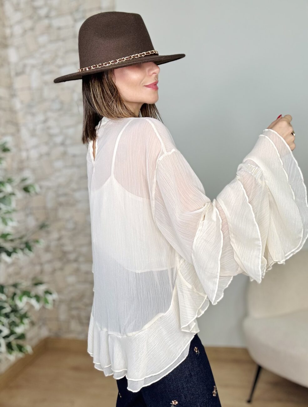 Blusa CHLOE Asimétrica Marfil - Imagen 3