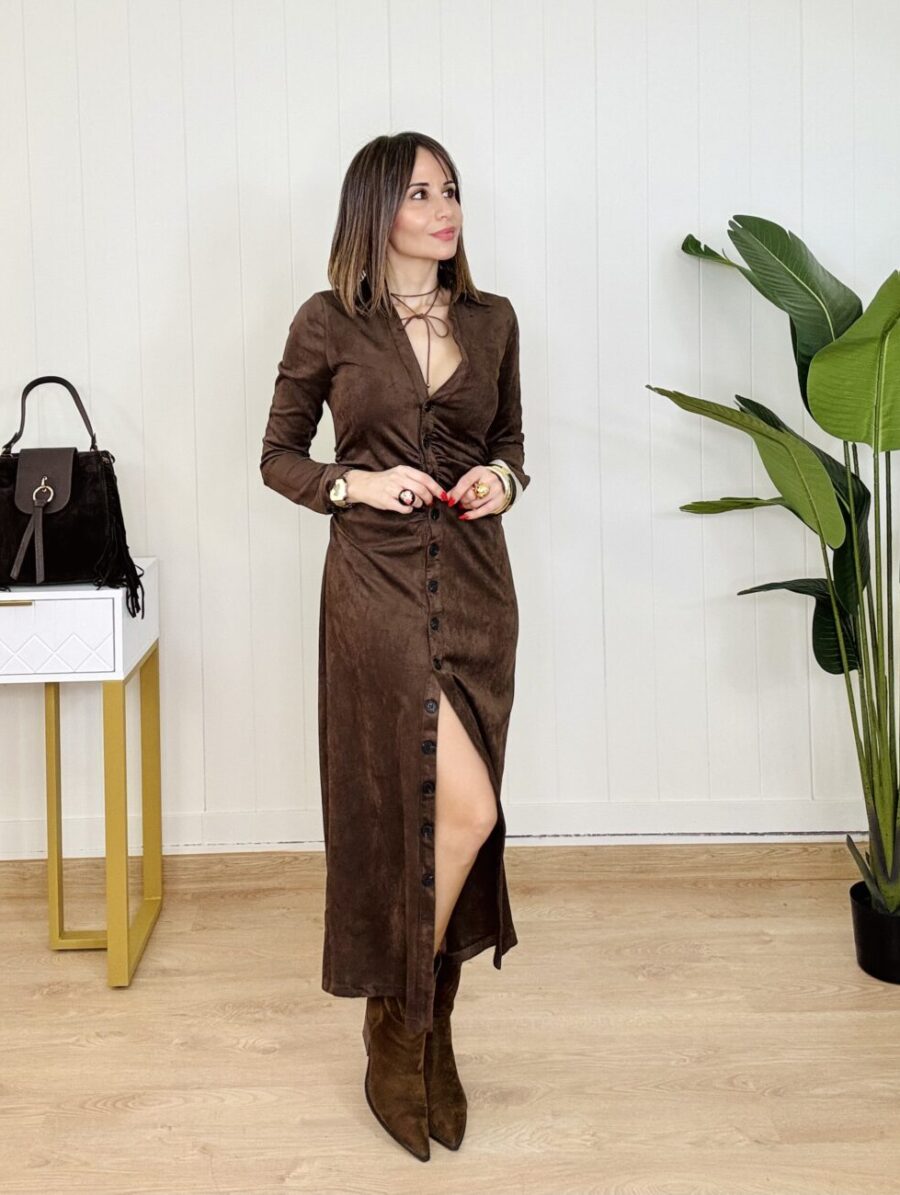 Alternative view of Vestido XELION Chocolate