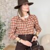 Blusa OLITE Cuadros Choco&Teja