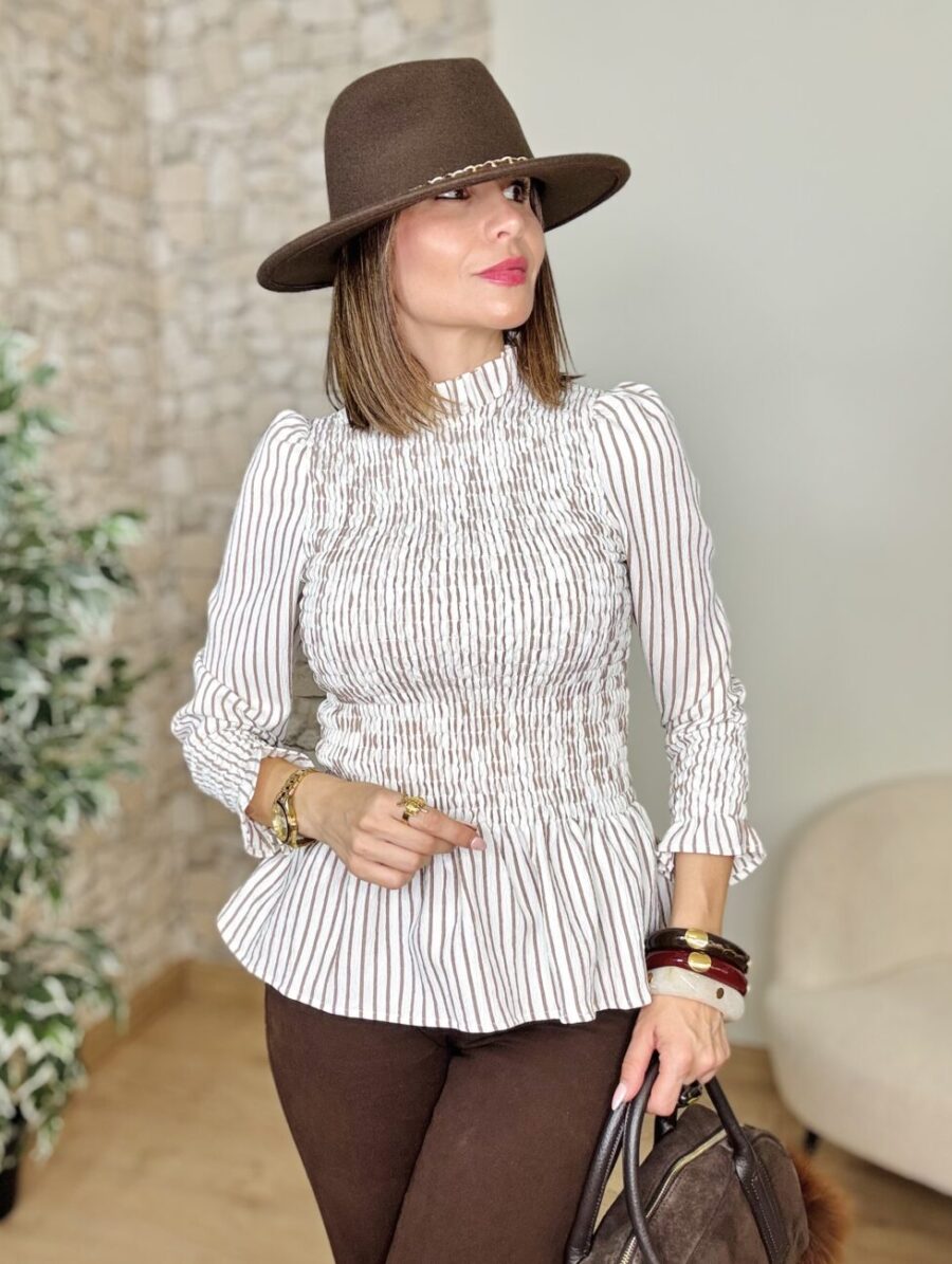 Blusa AURORA Rayas Choco
