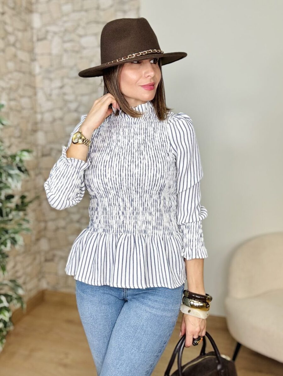 Blusa AURORA Rayas Azul Denim