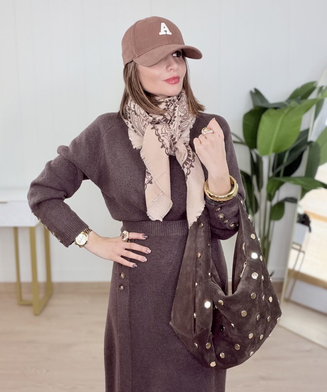 Pasmina CACHEMIRE Beige&Choco - Imagen 2