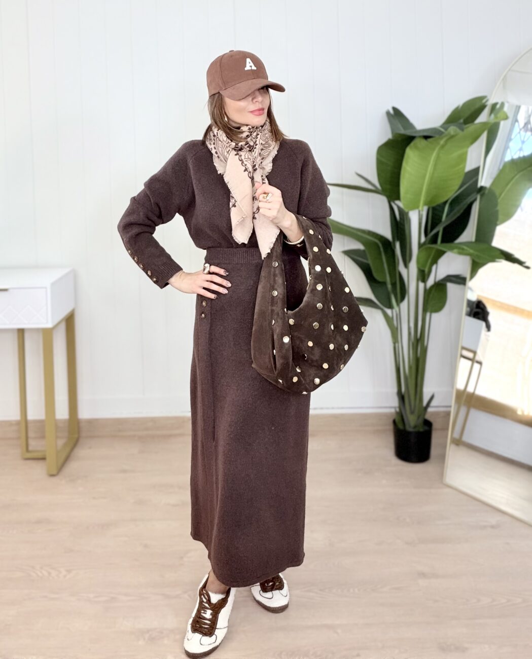 Pasmina CACHEMIRE Beige&Choco - Imagen 3