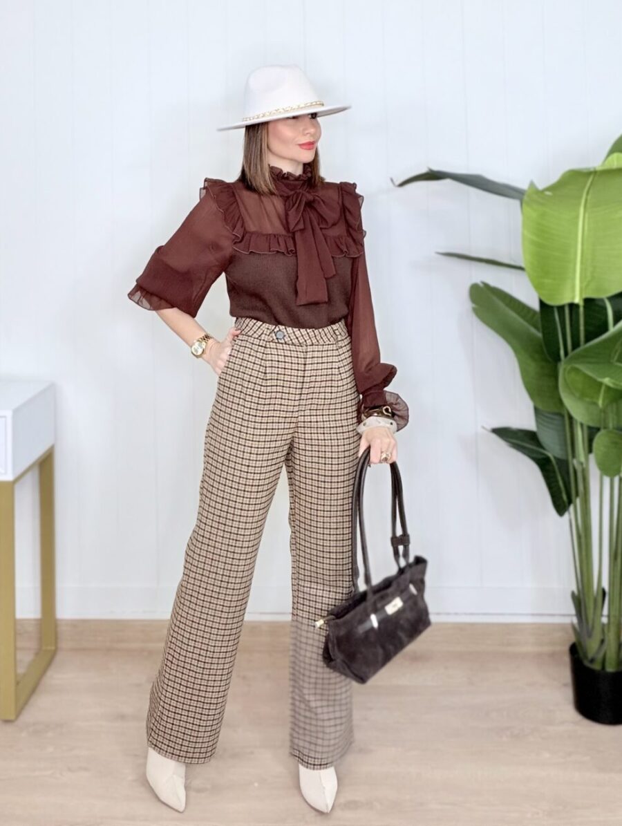 Pantalón GRISELLE Cuadros Choco