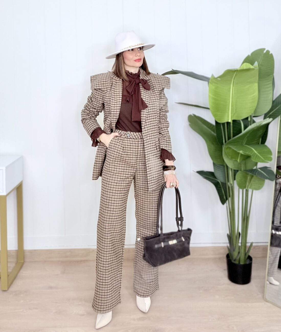 Chaqueta GRISELLE Cuadros Choco - Imagen 13