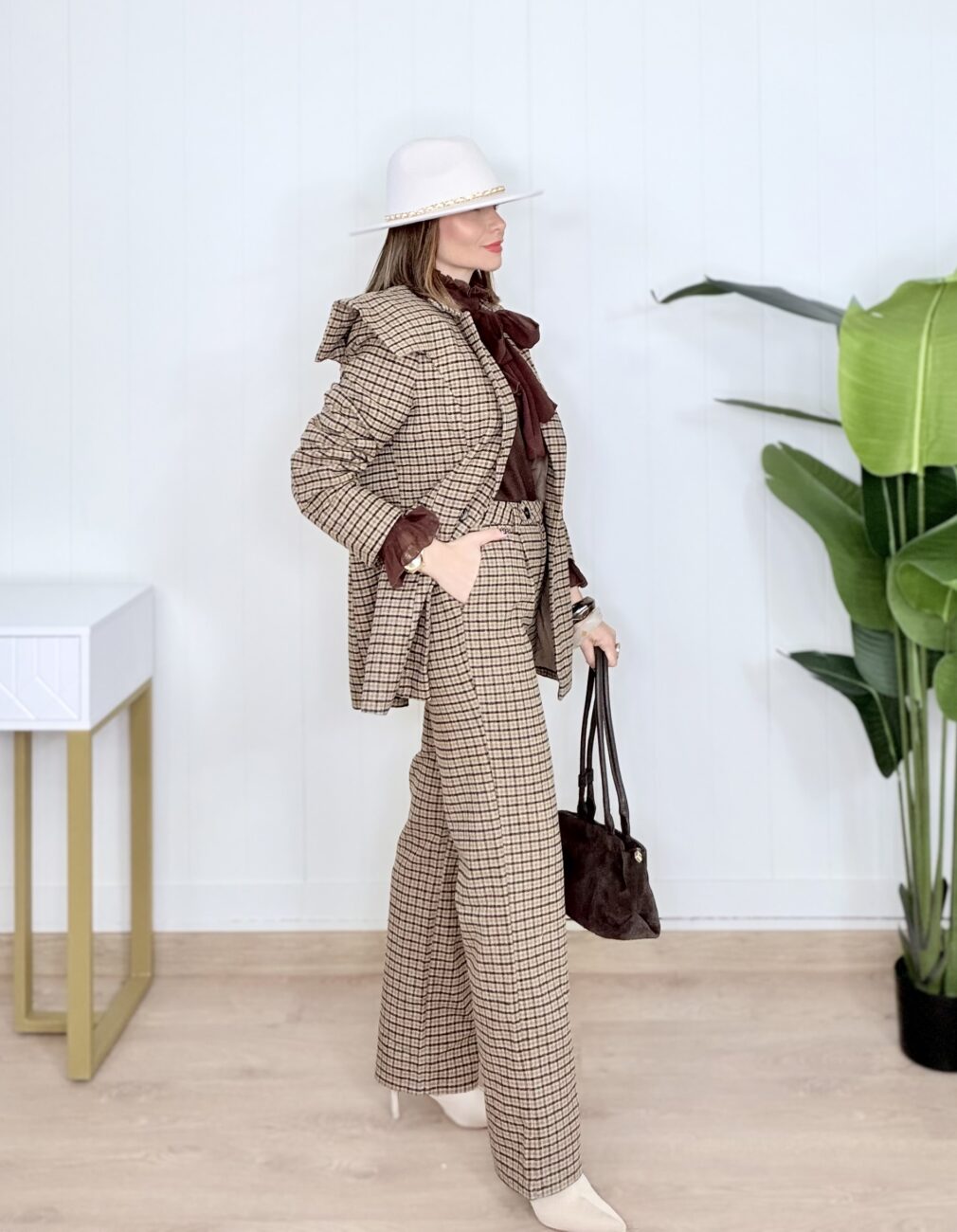 Chaqueta GRISELLE Cuadros Choco - Imagen 12