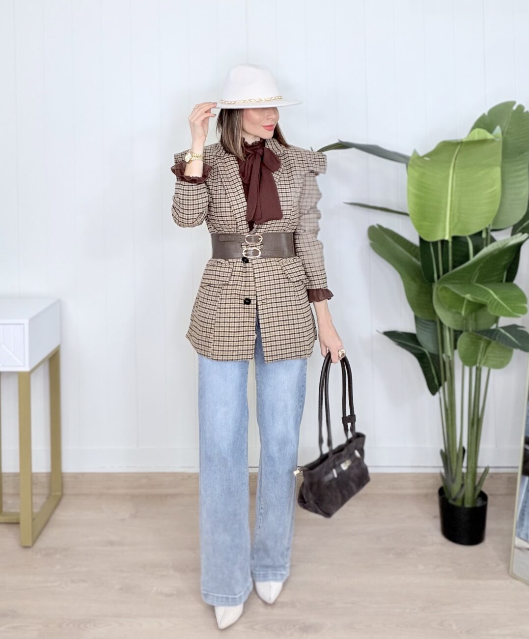 Chaqueta GRISELLE Cuadros Choco - Imagen 9