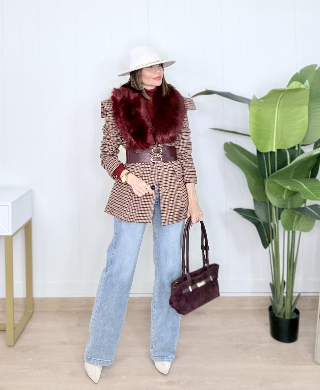 Chaqueta GRISELLE Cuadros Burdeos - Imagen 5