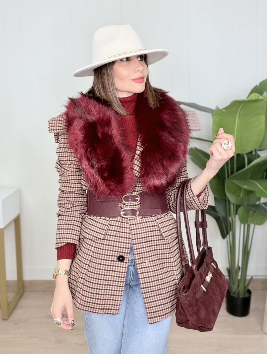 Chaqueta GRISELLE Cuadros Burdeos