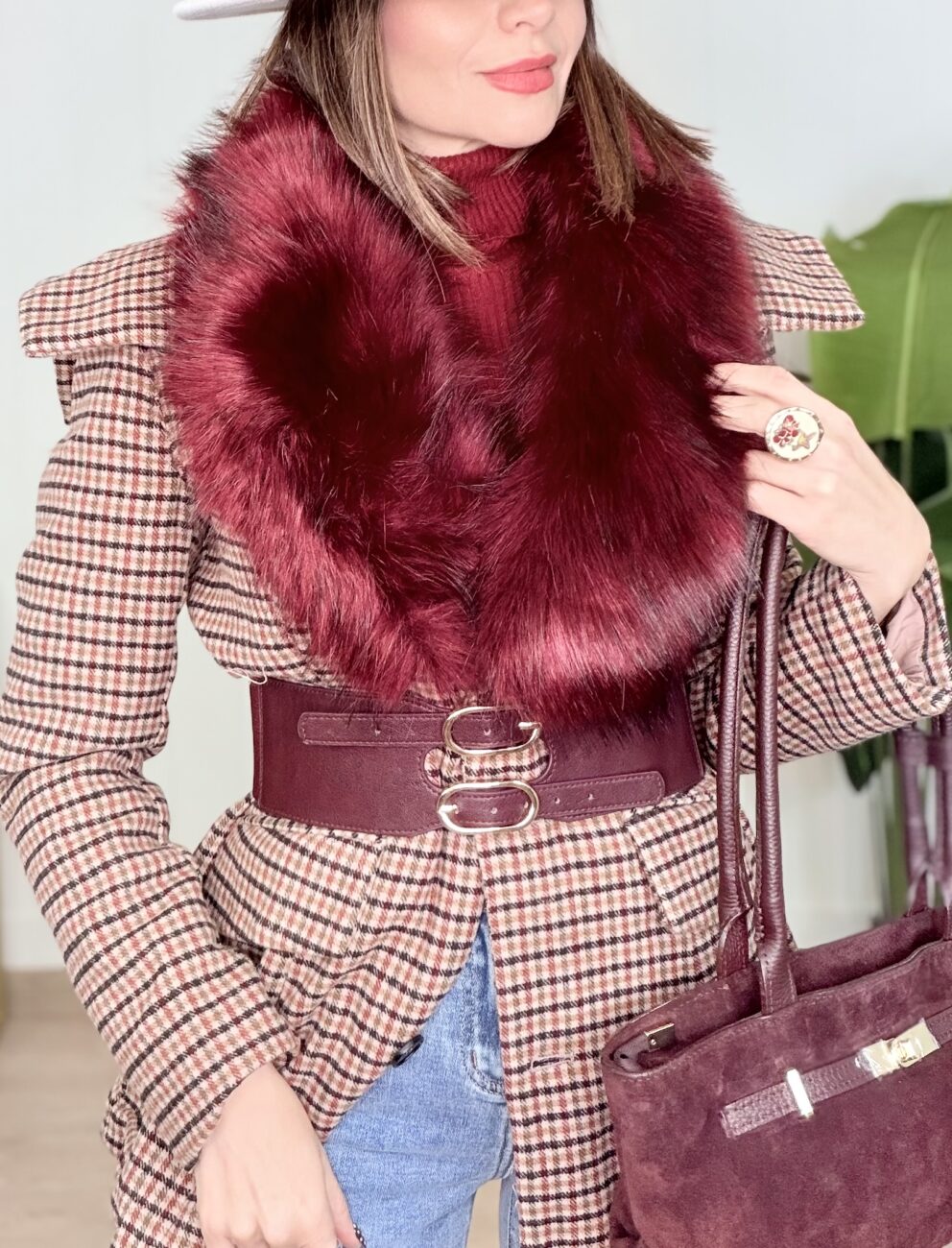 Cuello Pelo CLHOE Burdeos