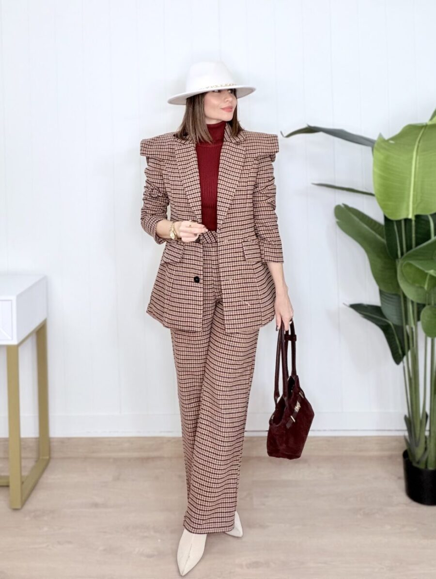 Alternative view of Pantalón GRISELLE Cuadros Burdeos