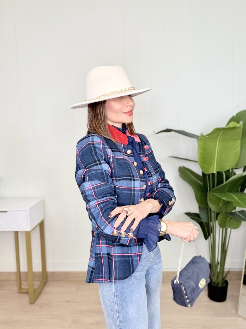 Chaqueta RIANA Cuadros Azul Marino - Imagen 3