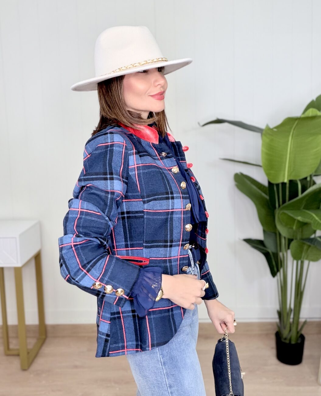 Chaqueta RIANA Cuadros Azul Marino