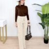 Pantalón JANE Micropana  Beige&Choco