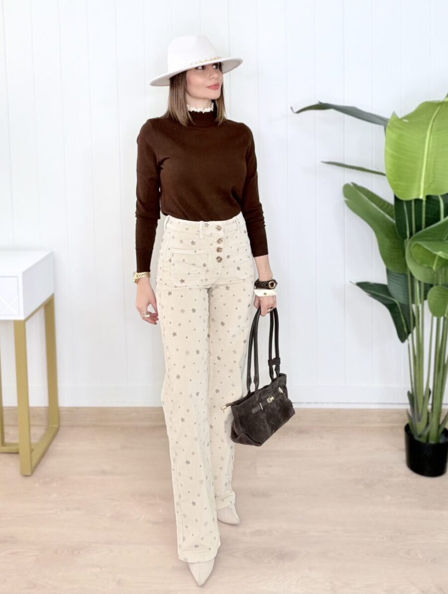 Pantalón JANE Micropana  Beige&Choco