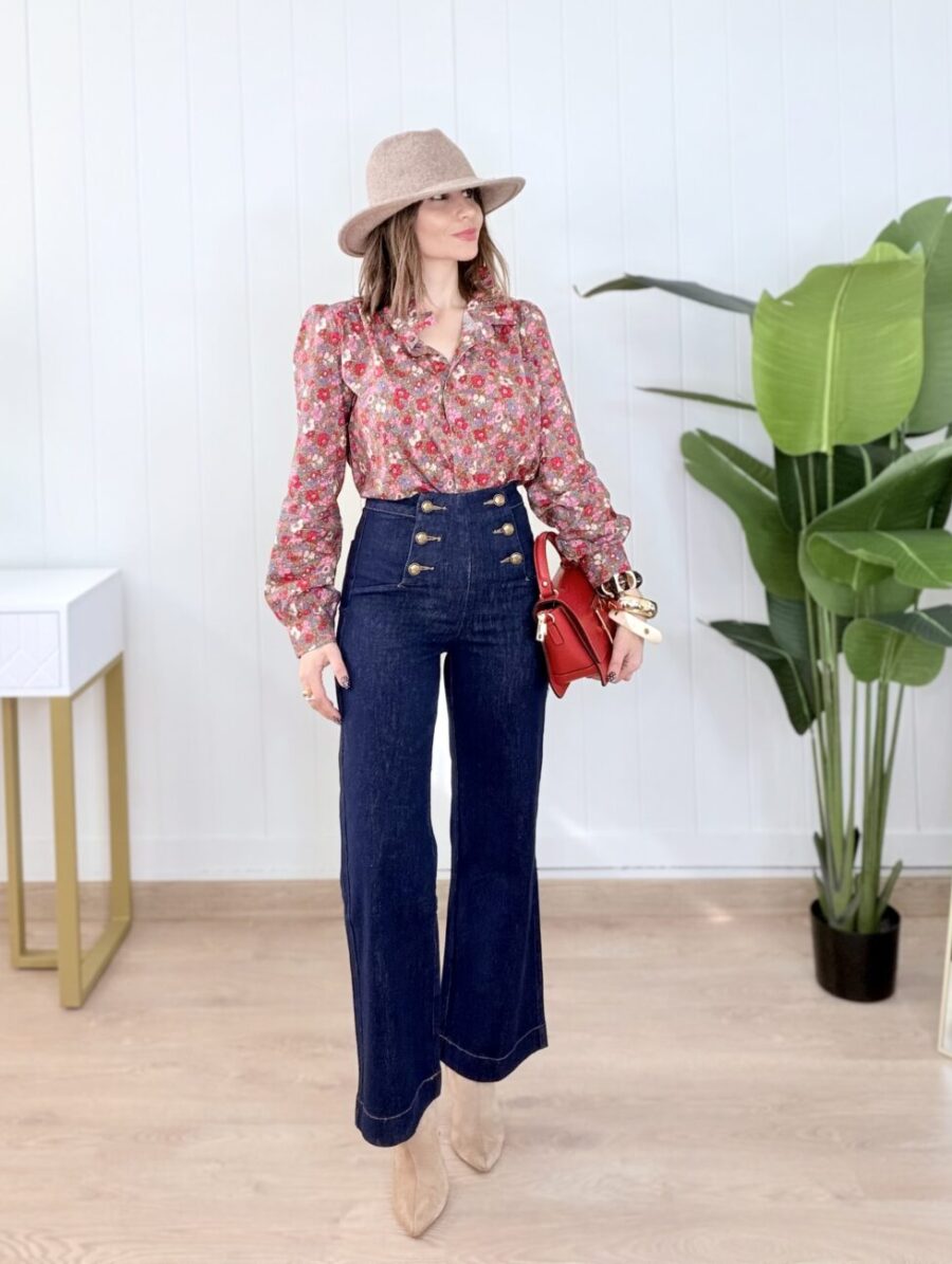 Jeans BOTTON Straight Denim Oscuro