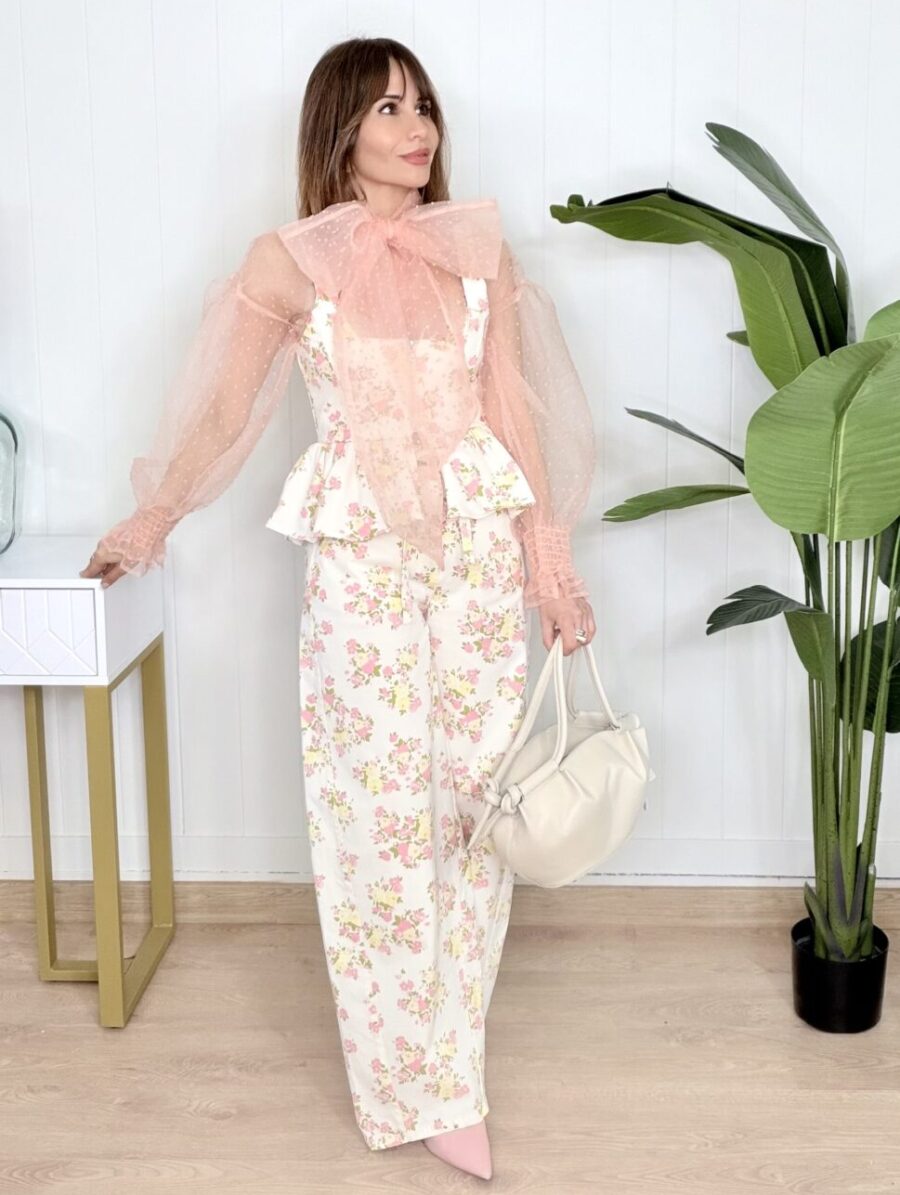 Pantalón BRIDGER Florecitas Blanco