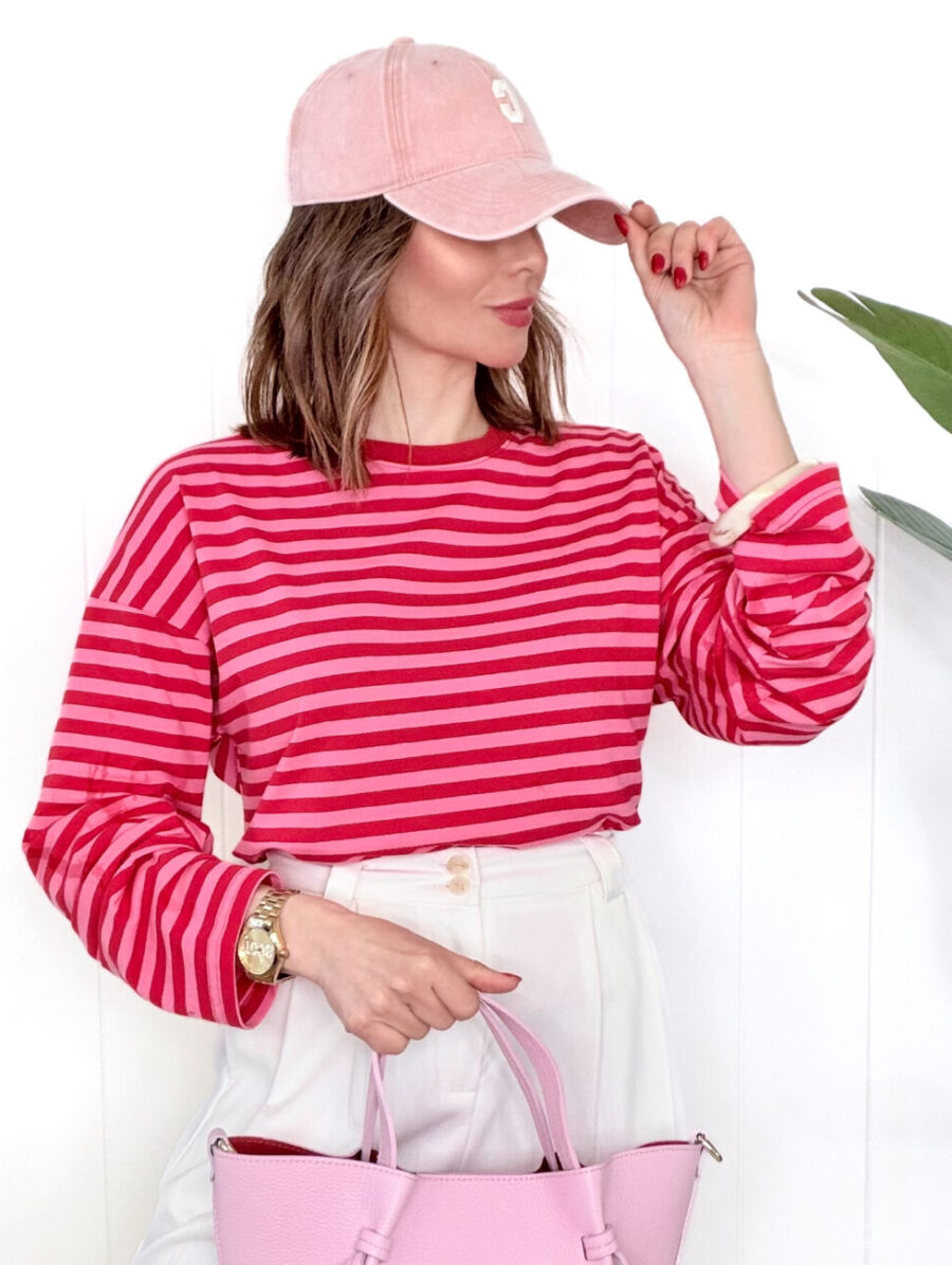 Camiseta MUSY Rayas Rojo&Rosa