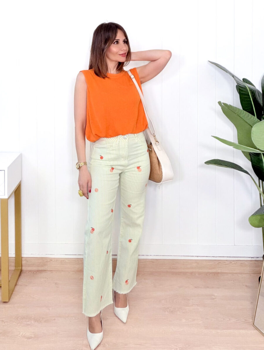 Alternative view of Pantalón ORANGE Rayitas Verde