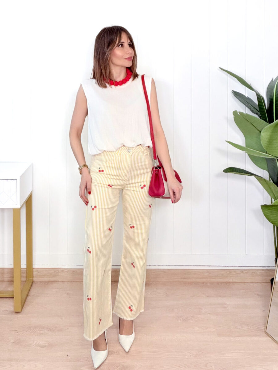 Alternative view of Pantalón CHERRY Rayitas Amarillo