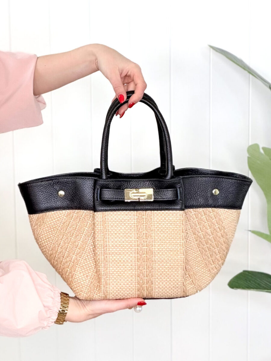 Shopper YARA Piel&Rafia Negro