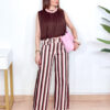 Pantalón TOSCANA Raya Vertical Rosa& Choco