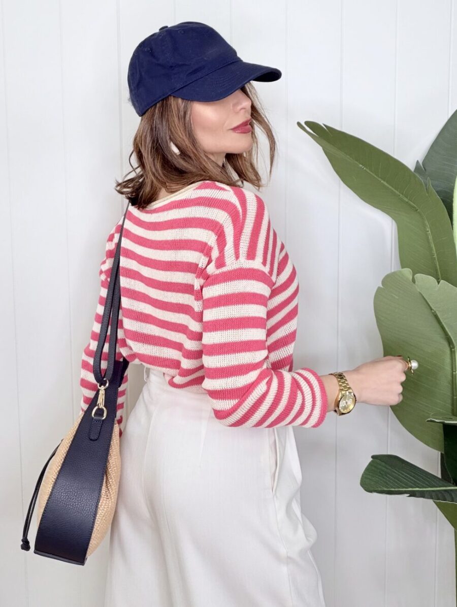 Alternative view of Camiseta Punto de Hilo Rayas LES COPINES Rosa Intenso