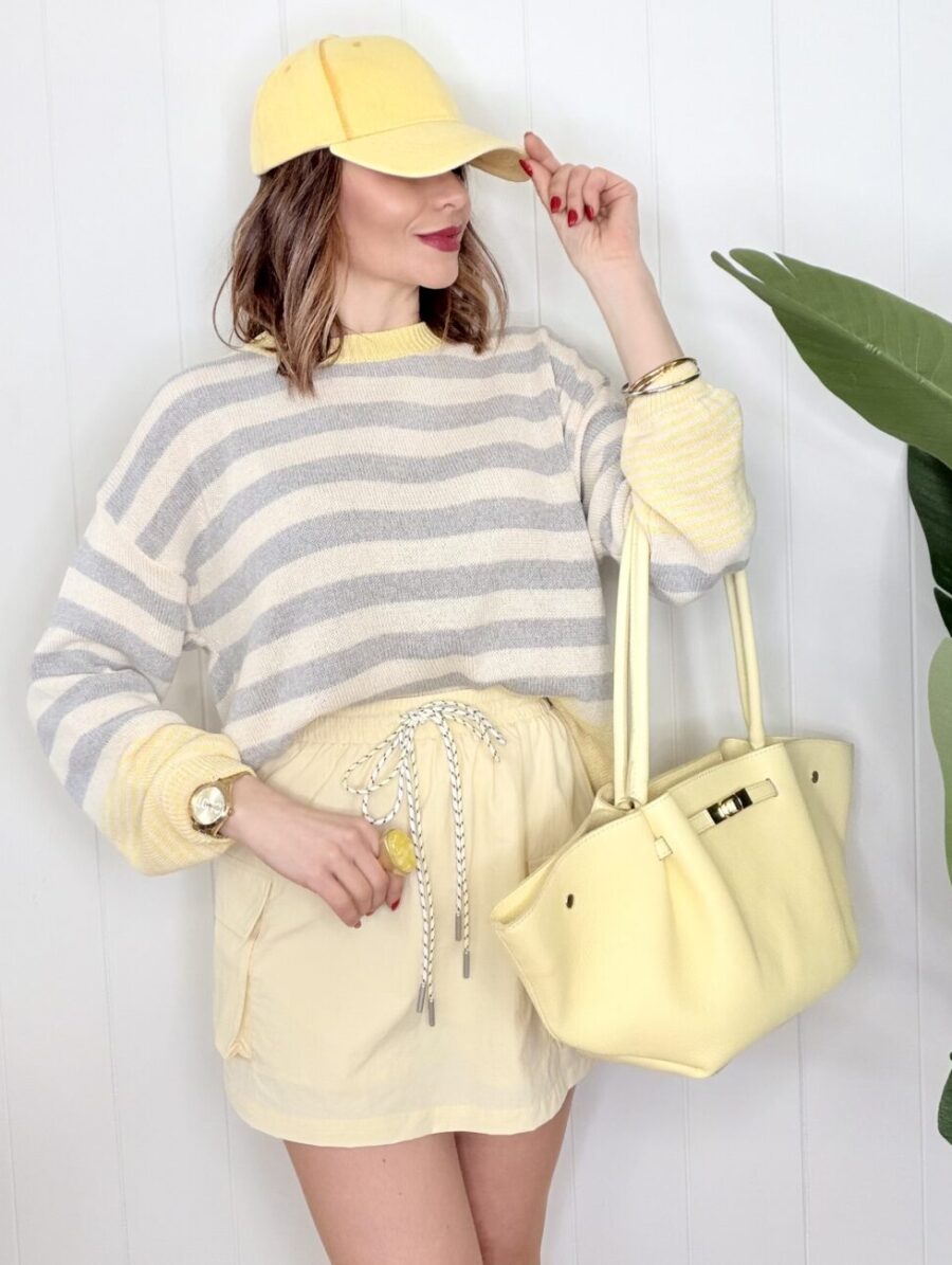 Suéter Punto de Hilo MARINE Gris&Amarillo