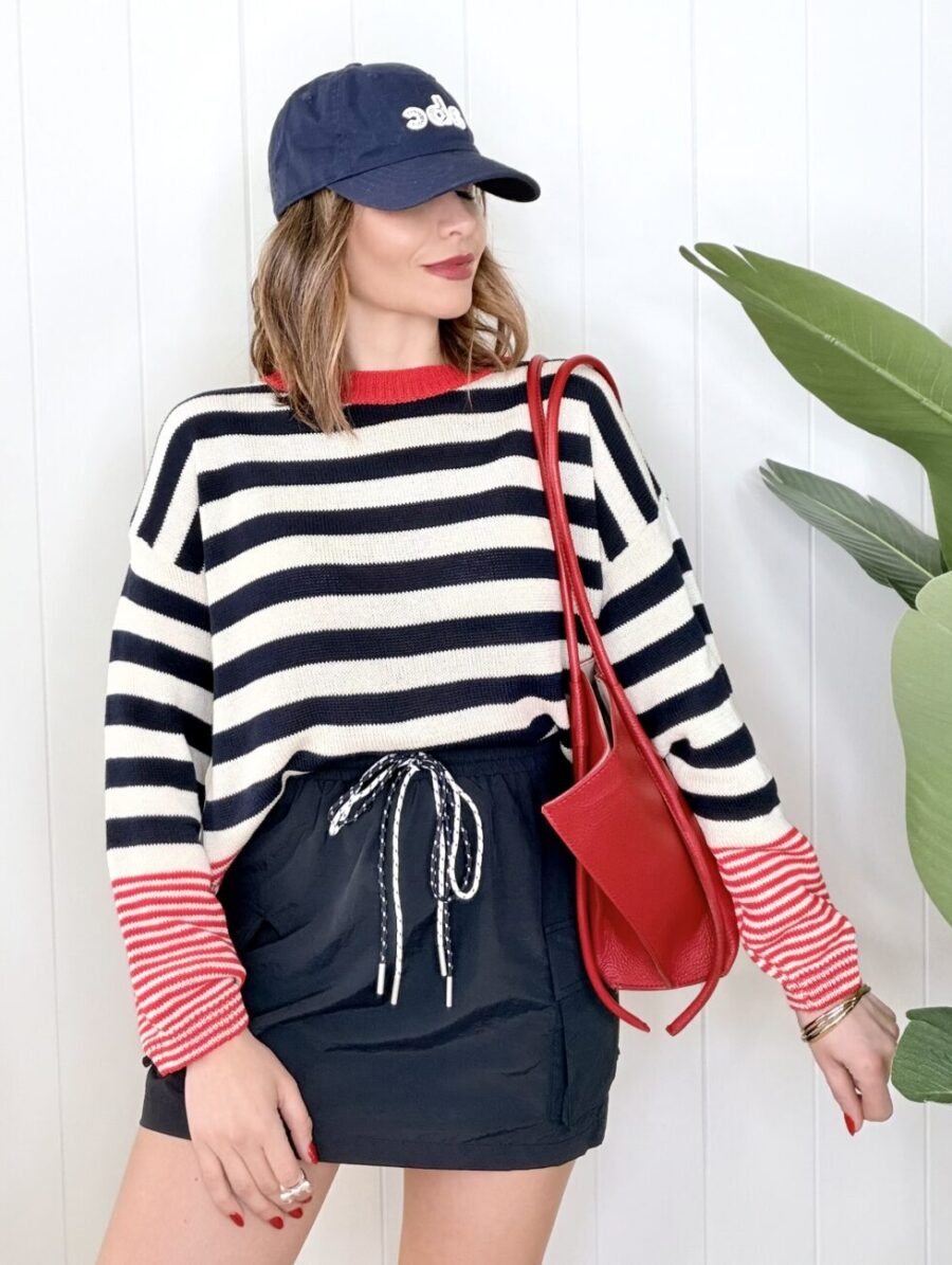 Alternative view of Suéter MARINIER Punto de Hilo Marino&Rojo