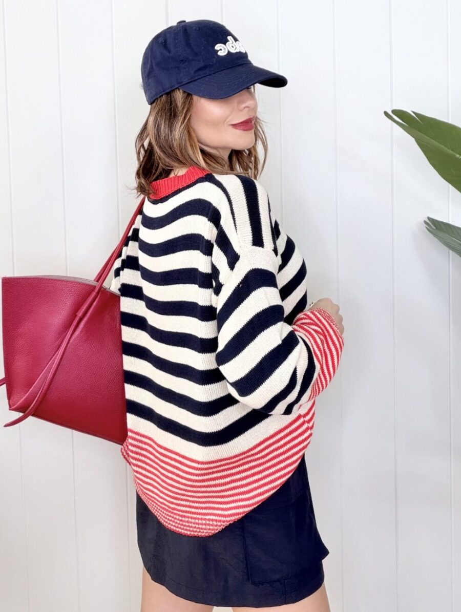 Suéter MARINIER Punto de Hilo Marino&Rojo