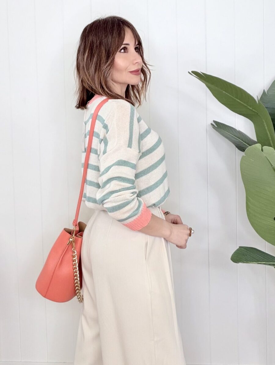 Alternative view of Suéter Punto de Hilo MARINE Mint&Coral