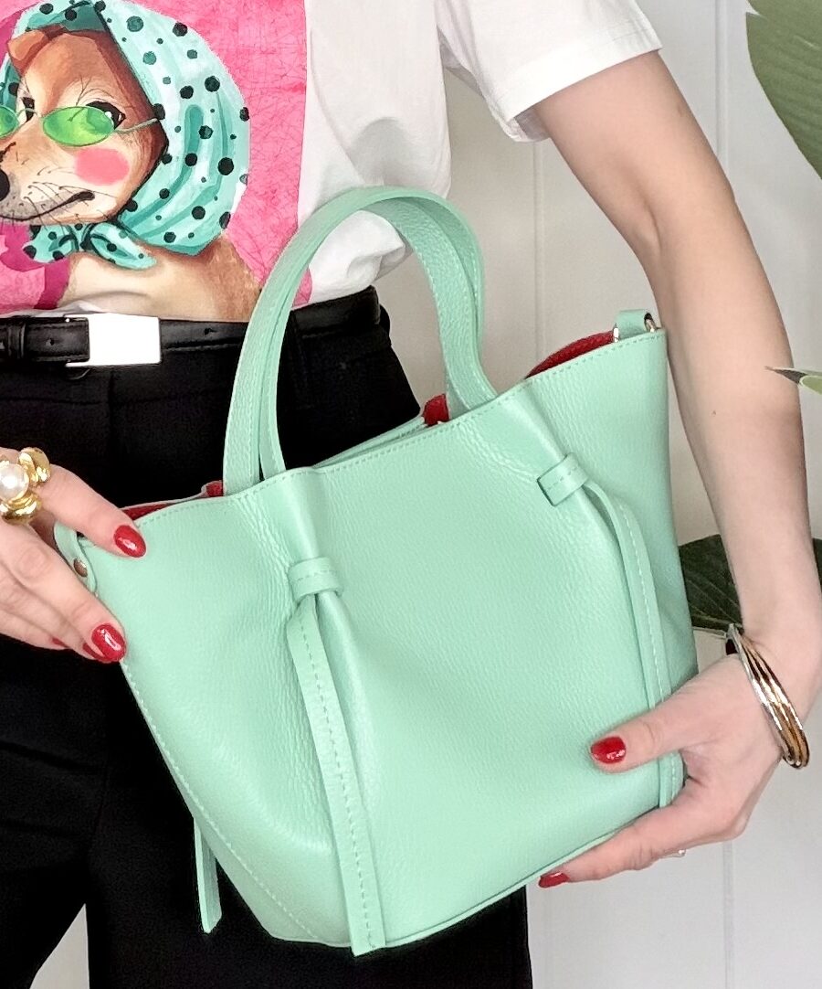 Shopper Medium Piel Verde Mint