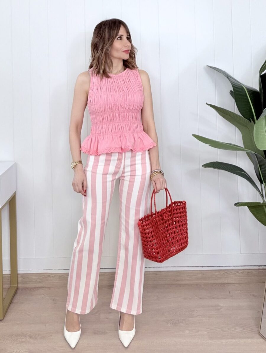 Jeans Crop RAYA VERTICAL Rosa