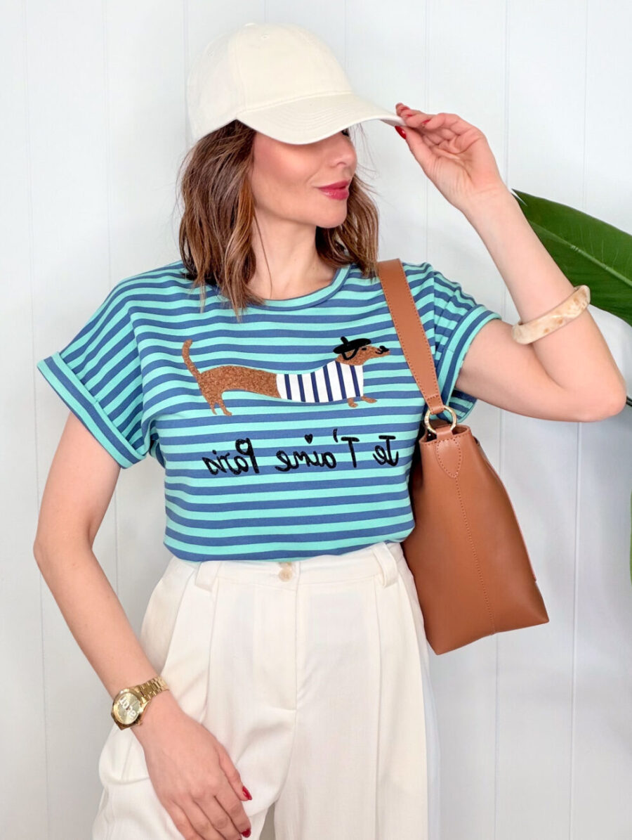 Camiseta JE T’AIME PARIS TECKEL Azul