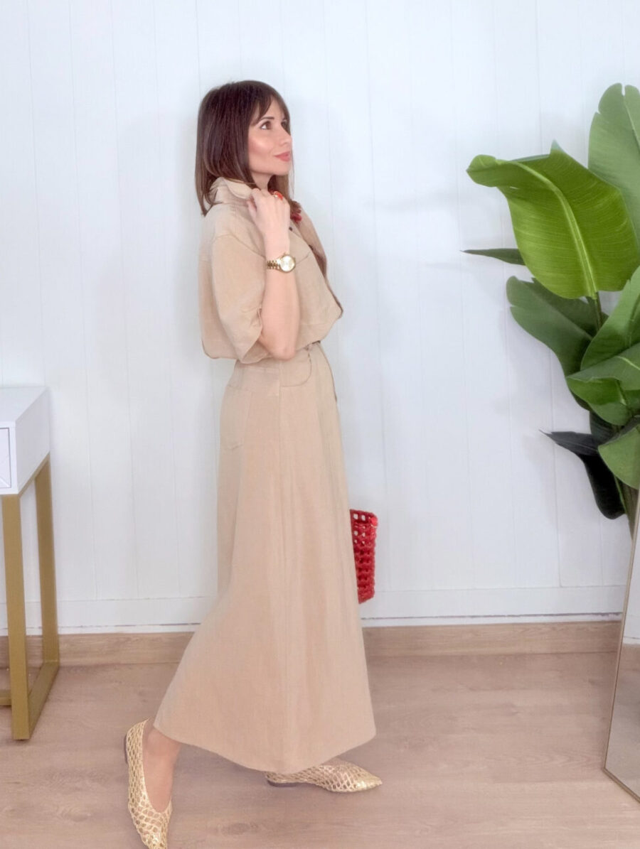 Alternative view of Vestido SIENA Lino Camel