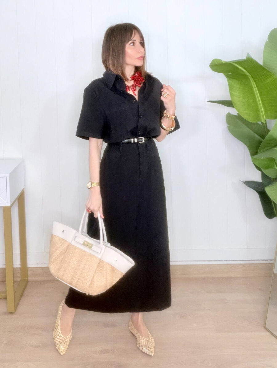 Alternative view of Vestido SIENA Lino Azul Marino