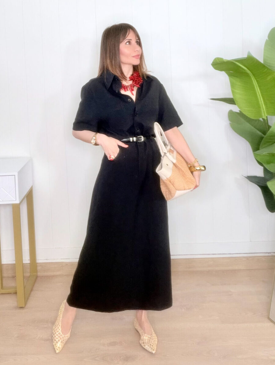 Vestido SIENA Lino Azul Marino