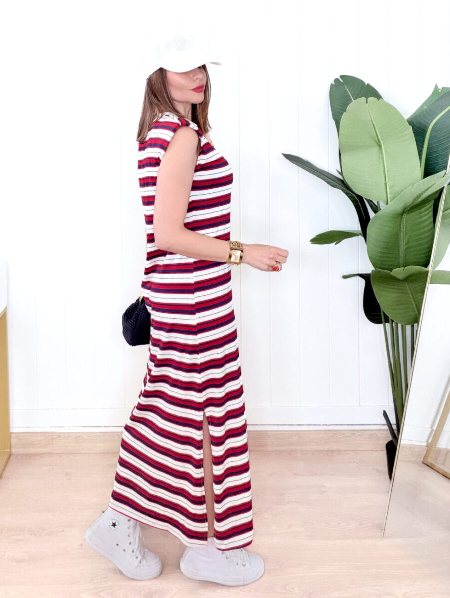 Alternative view of Vestido GUENDY Hombreras Marino&Rojo