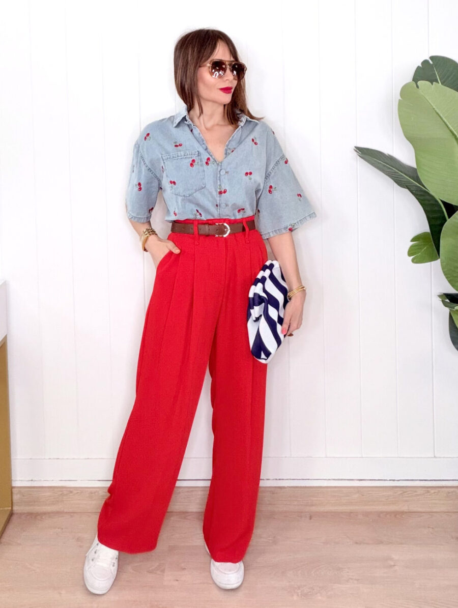 Alternative view of Pantalón OLIVIA Cinto Rojo